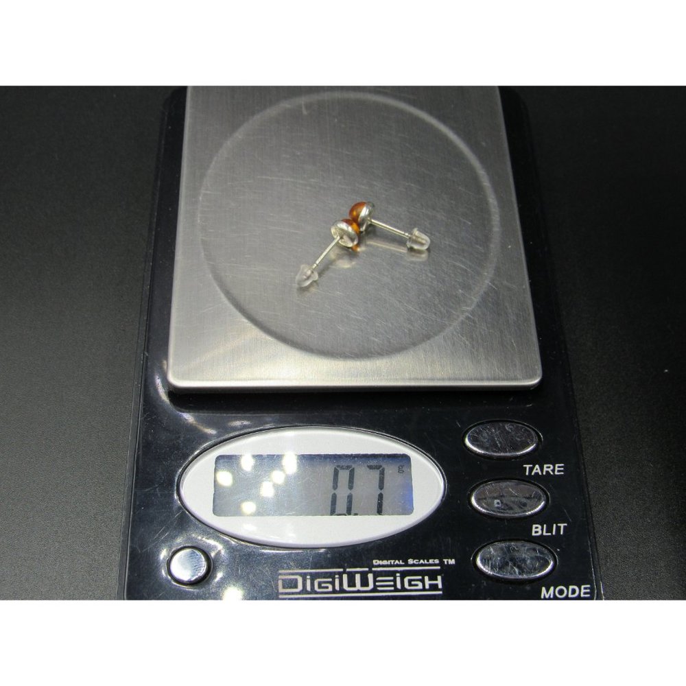 Sterling Silver Small Simple Orange Material Stud… - image 5